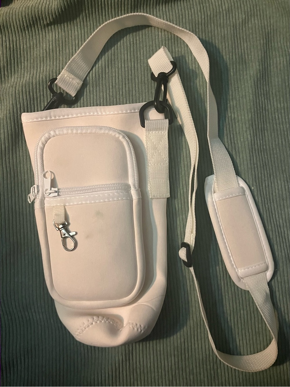 White Crossbody Phone Bag with Front Pocket